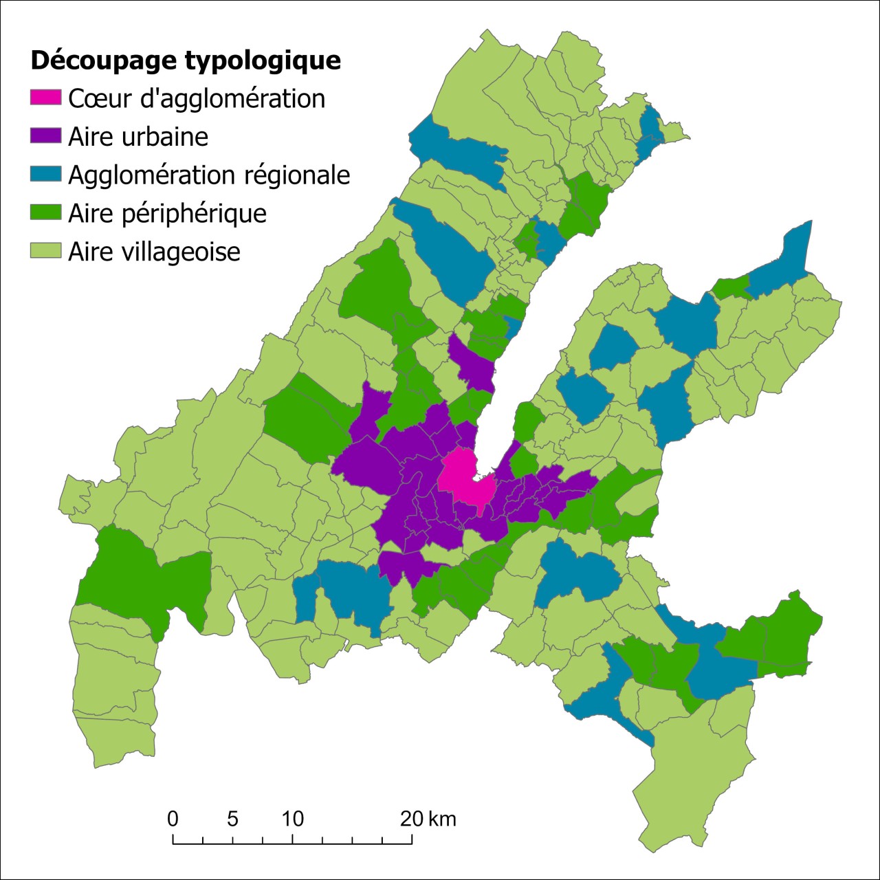 Carte du découpage typologique de l’enquête Modus